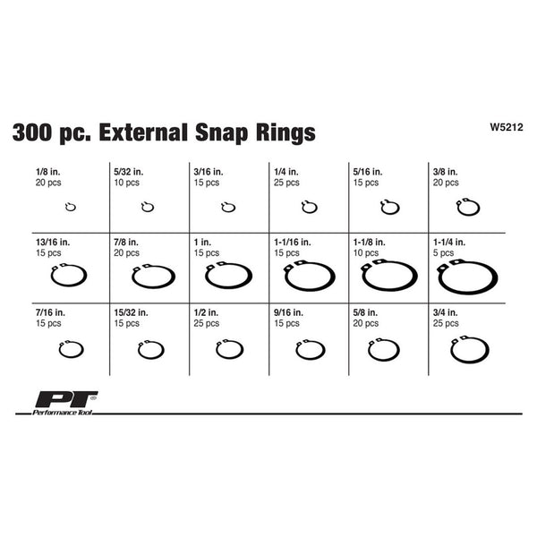 Performance Tool Multi Purpose Snap Ring Assortment (MPN: W5212)