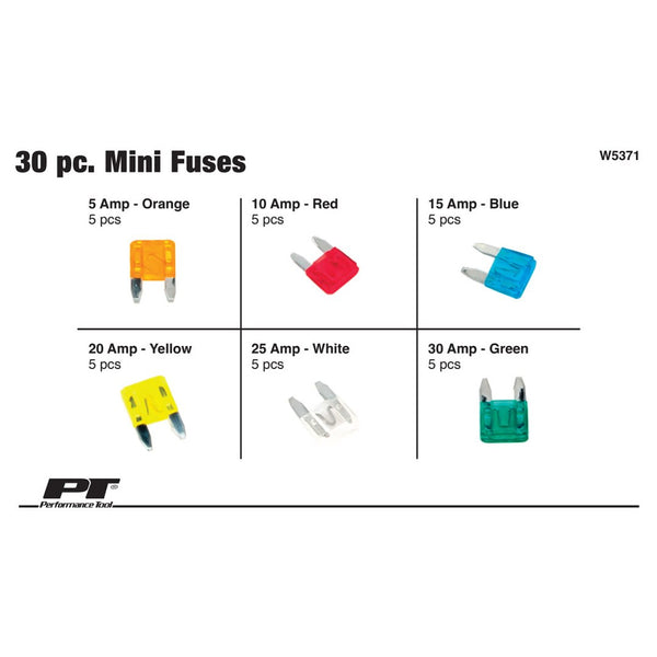Performance Tool Mini Blade Fuse Assortment (MPN: W5371)