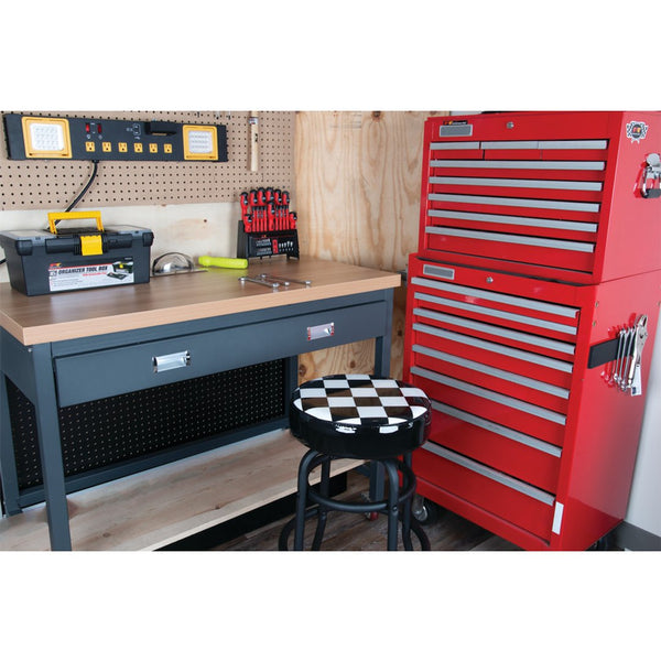 Performance Tool Round Checkered Vinyl Seat Stool (MPN: W85023)