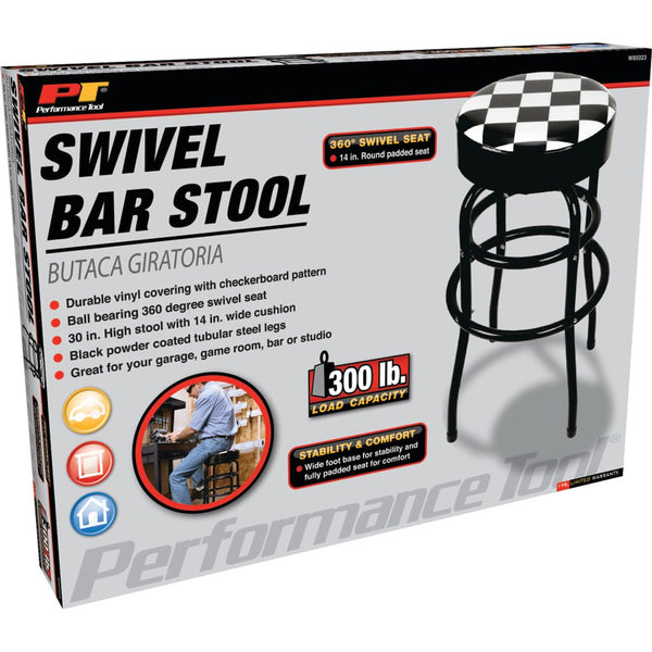 Performance Tool Round Checkered Vinyl Seat Stool (MPN: W85023)
