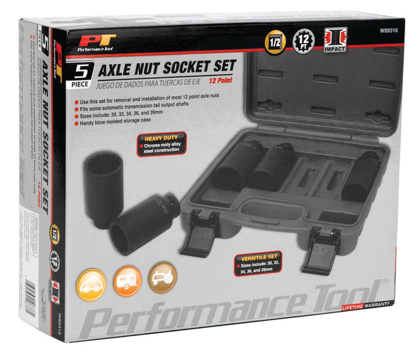 Performance Tool Metric Axle Nut Socket Set (MPN: W89316)