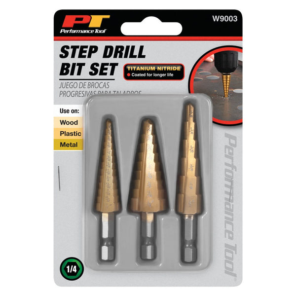 Performance Tool Step Drill Bit Set (MPN: W9003)