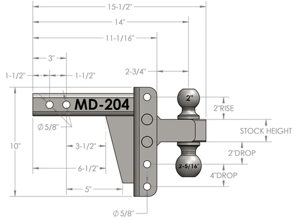 Bulletproof Hitches Trailer Hitch Ball Mount (MPN: MD204)